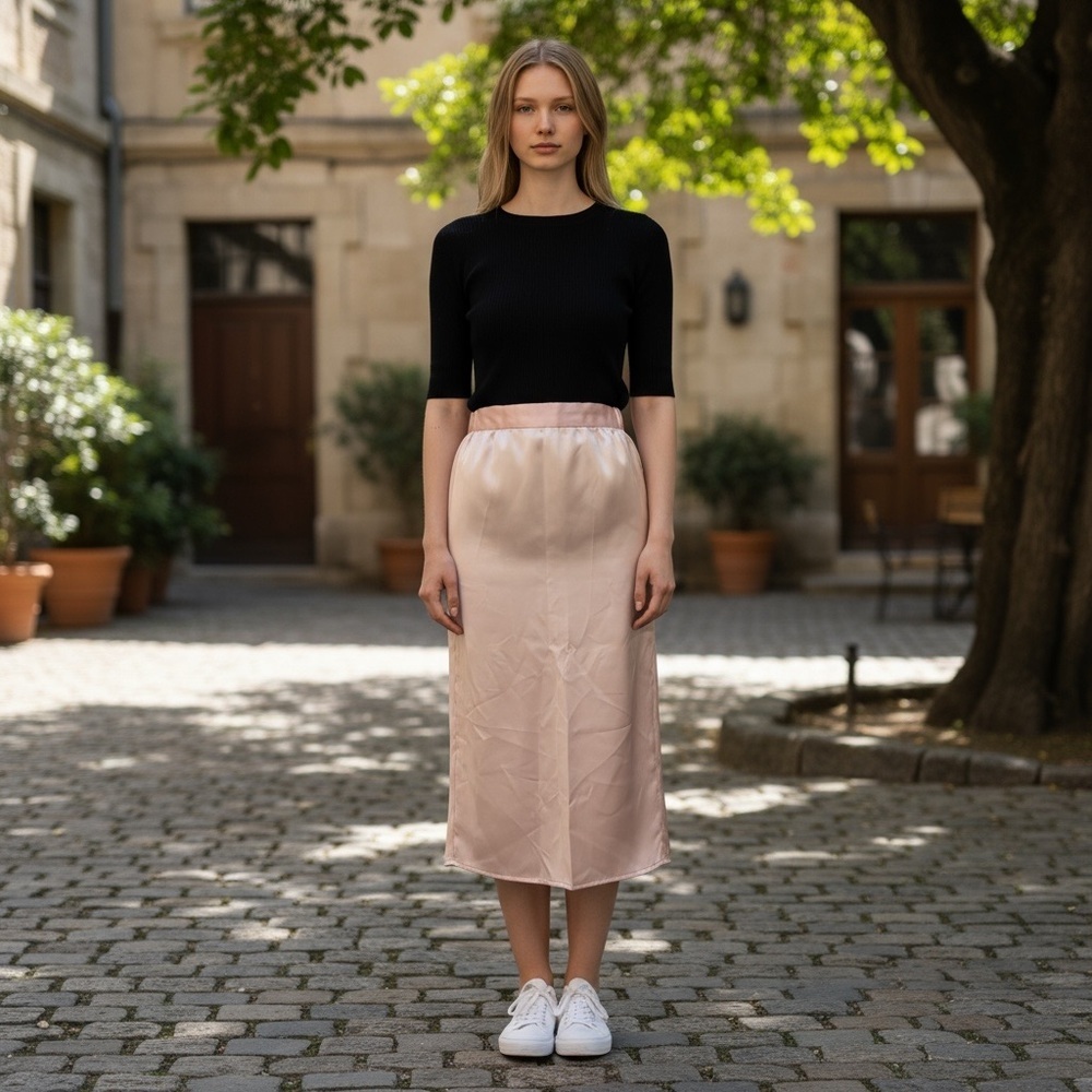 Vintage Pink Pencil Skirt With Little Train In Back